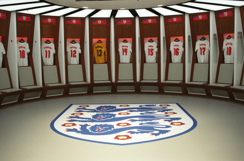 England changing room. Wembley stadium, Euro 2020.