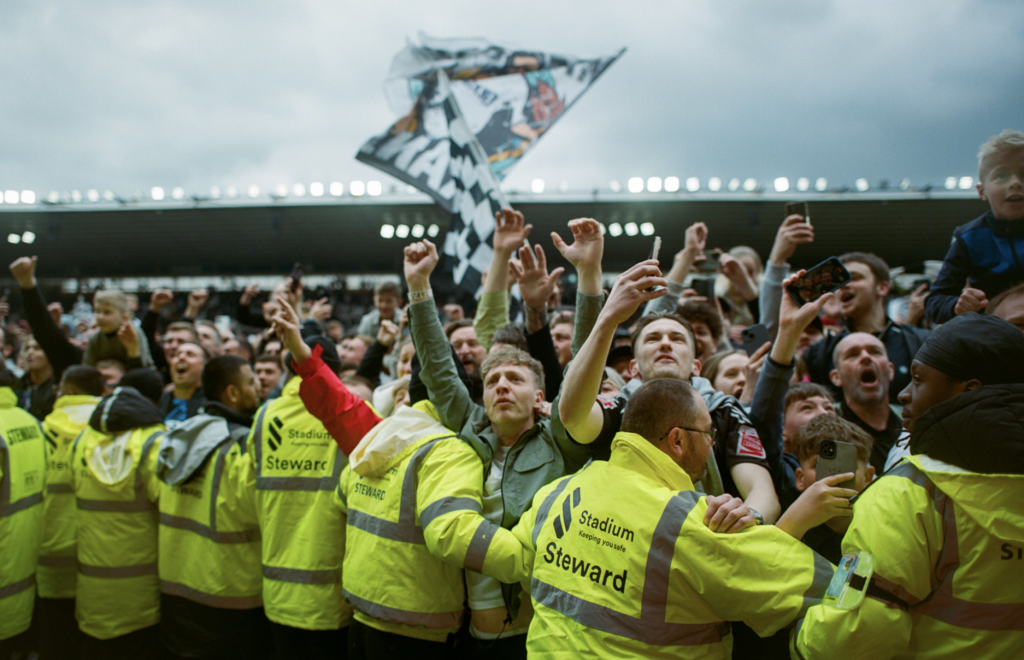 Derby County win promotion back to the Championship, Pride Park Stadium.