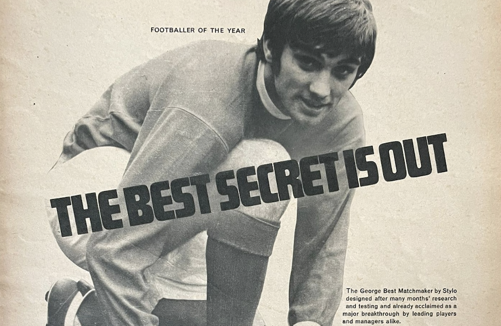George Best 1960s boot advert. Stylo Matchmakers football boots
