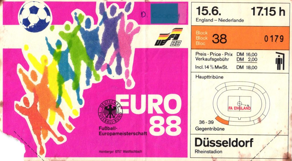 England Euro 88 versus Holland. Robert Davro