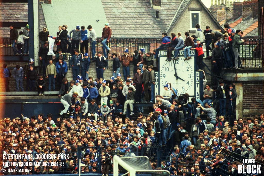 Everton Fans celebrate 1984-85 First Division triumph at Goodison Park