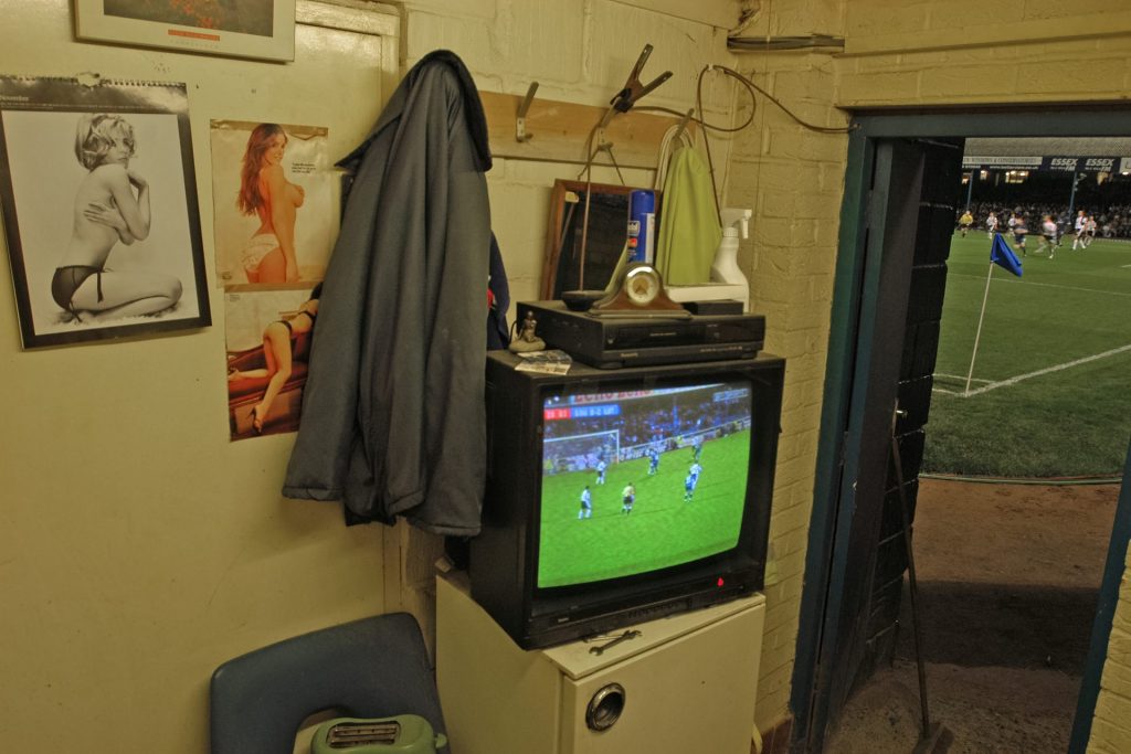 'Groundsman's hut, Southend United v Luton Town 12 November 2004'. Copyright Peter Robinson. Courtesy OOF Gallery