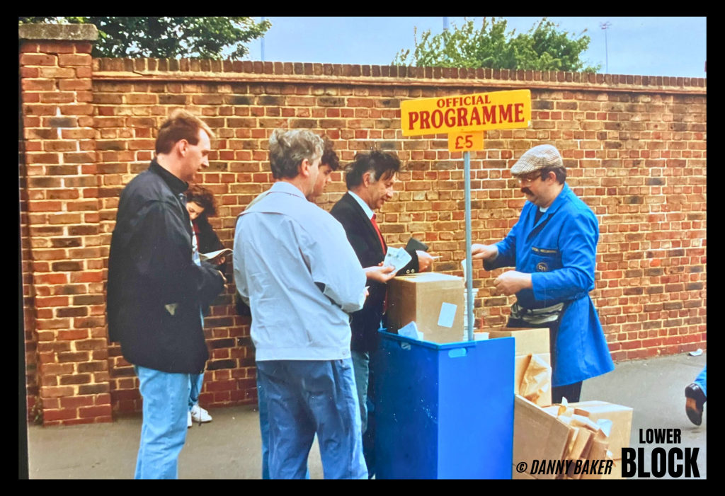 Danny Baker is a Deptford-born Millwall supporter who has spent his career as a comedy writer, journalist, radio DJ, and screenwriter, later becoming a well-known Radio 5 presenter.

These photos are from May 8, 1993, at The Den, when Millwall lost 3–0 to Bristol Rovers. They’re shared by someone who was simply there, following his club, camera in hand. No statement, no drama — just a moment from the football life that sat alongside his wider work in media.