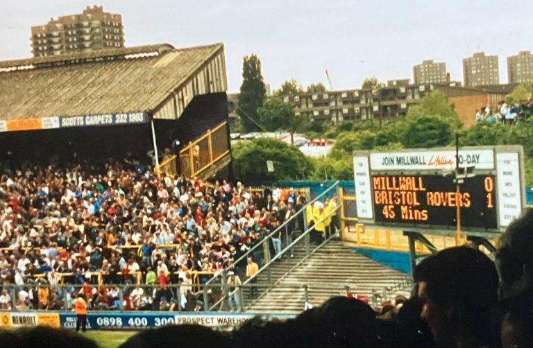 Danny Baker is a Deptford-born Millwall supporter who has spent his career as a comedy writer, journalist, radio DJ, and screenwriter, later becoming a well-known Radio 5 presenter. These photos are from May 8, 1993, at The Den, when Millwall lost 3–0 to Bristol Rovers. They’re shared by someone who was simply there, following his club, camera in hand. No statement, no drama — just a moment from the football life that sat alongside his wider work in media.