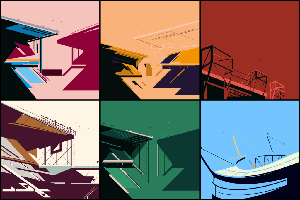 Leeds-based artist Marcus Marritt distils Britain’s most iconic football grounds into a refined minimalist print series defined by clean composition, architecture, light and shadow.