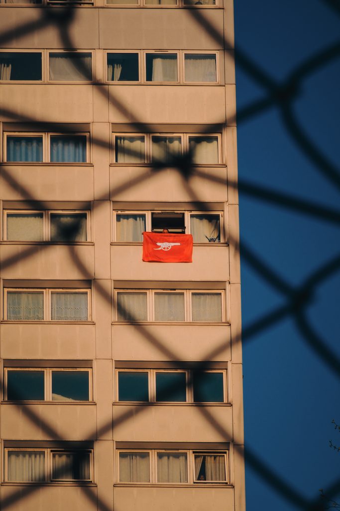 Local resident to the Emirates hanging his flag out the window