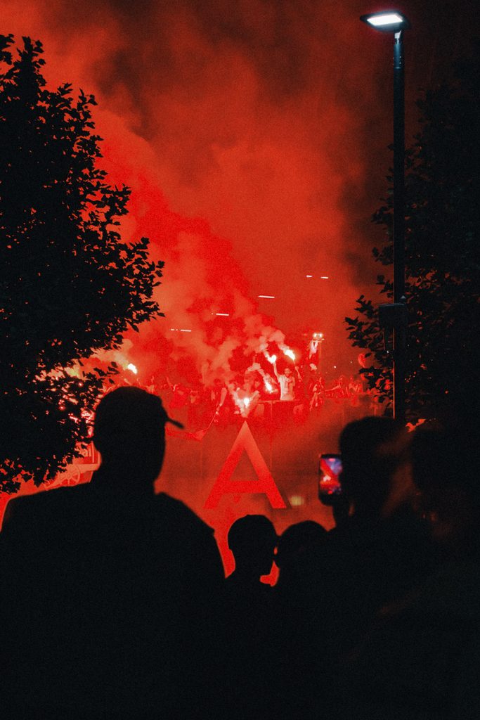 Arsenal fans gather Title win night at the Emirates