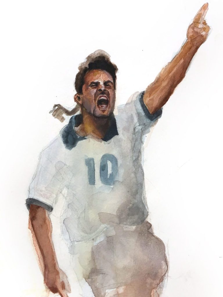 Football, Art by Simone Ruiti, Roberto Baggio
