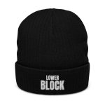 Lower Block Ribbed Knit Beanie, Black