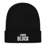 Lower Block Ribbed Knit Beanie, Black