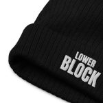 Lower Block Ribbed Knit Beanie, Black