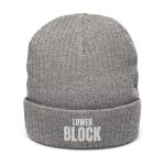 Lower Block Ribbed Knit Beanie, Grey