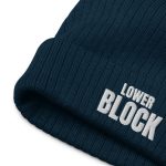 Lower Block Ribbed Knit Beanie, Navy